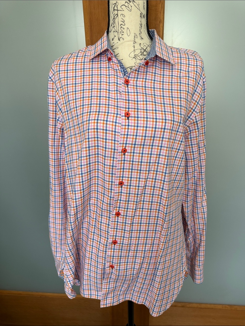 Hammer Made Classic Men's Long-Sleeve Slim Check Shirt in Pink & Blue